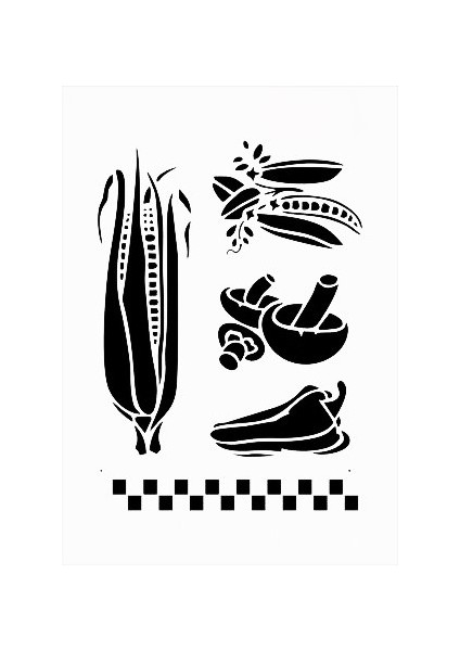 Stencil Sarayi Boyama Şablon Mutfak Obje ve Yazıları - 4492