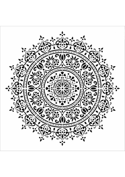 Stencil Sarayi Boyama Şablon Damask Çini Mandala - 7961