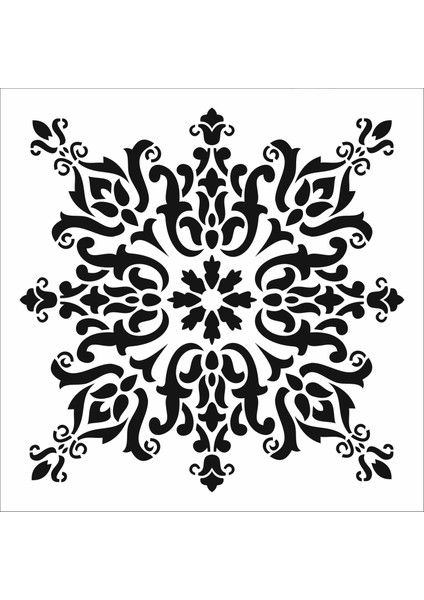 Stencil Sarayi Boyama Şablon Damask Çini Mandala - 4668