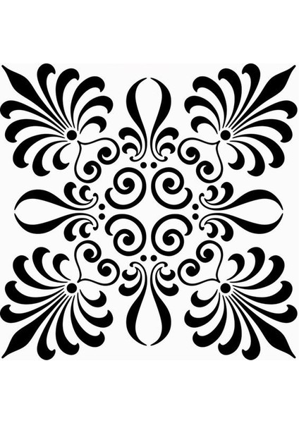 Stencil Sarayi Boyama Şablon Damask Çini Mandala - 4665