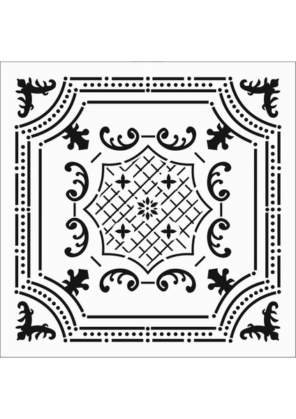 Stencil Sarayi Boyama Şablon Damask Çini Mandala - 8314