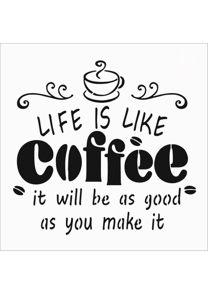 Stencil Sarayi Boyama Şablon Mutfak Obje ve Yazıları - 8212