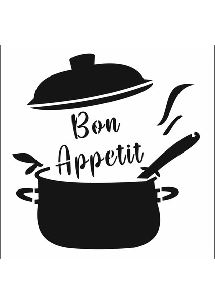 Stencil Sarayi Boyama Şablon Mutfak Obje ve Yazıları - 8447