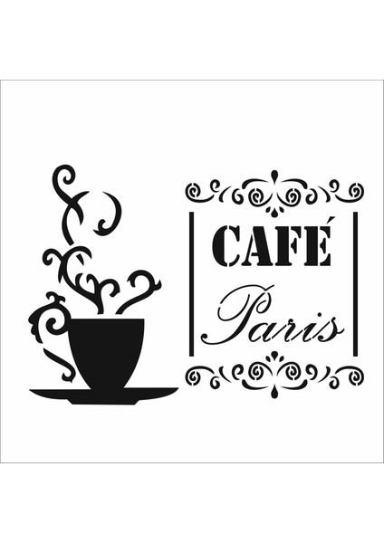 Stencil Sarayi Boyama Şablon Mutfak Obje ve Yazıları - 4485