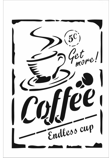 Stencil Sarayi Boyama Şablon Mutfak Obje ve Yazıları - 4495