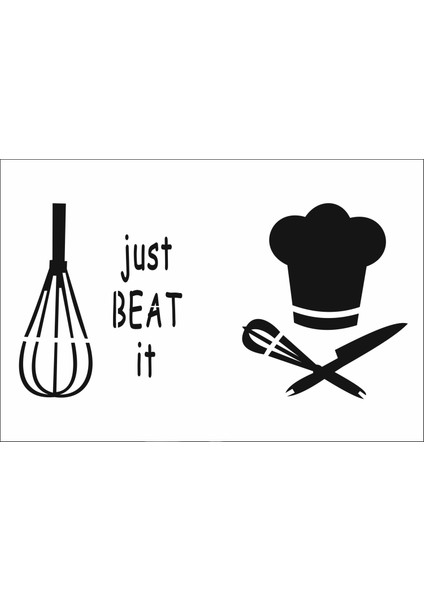 Stencil Sarayi Boyama Şablon Mutfak Obje ve Yazıları - 8029