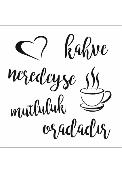 Stencil Sarayi Boyama Şablon Mutfak Obje ve Yazıları - 8881