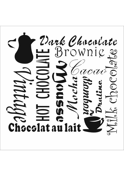 Stencil Sarayi Boyama Şablon Mutfak Obje ve Yazıları - 4388