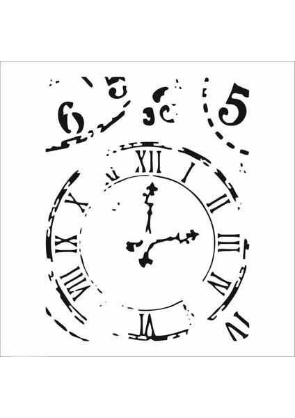 Stencil Sarayi Boyama Şablon Saat - 4447