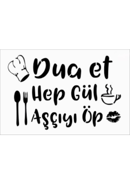 Stencil Sarayi Boyama Şablon Mutfak Obje ve Yazıları - 8184