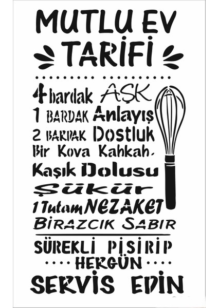 Stencil Sarayi Boyama Şablon Mutfak Obje ve Yazıları - 8889