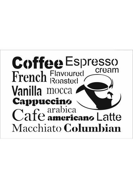 Stencil Sarayi Boyama Şablon Mutfak Obje ve Yazıları - 4475