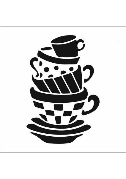 Stencil Sarayi Boyama Şablon Mutfak Obje ve Yazıları - 7941