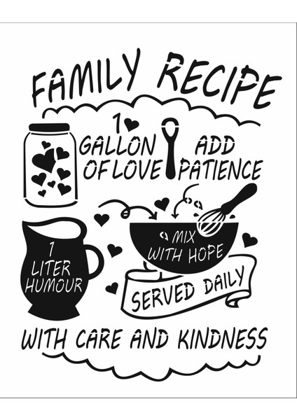 Stencil Sarayi Boyama Şablon Mutfak Obje ve Yazıları - 1538