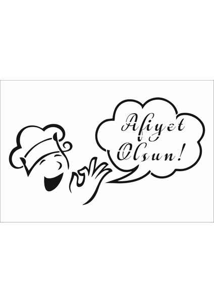 Stencil Sarayi Boyama Şablon Mutfak Obje ve Yazıları - 8519