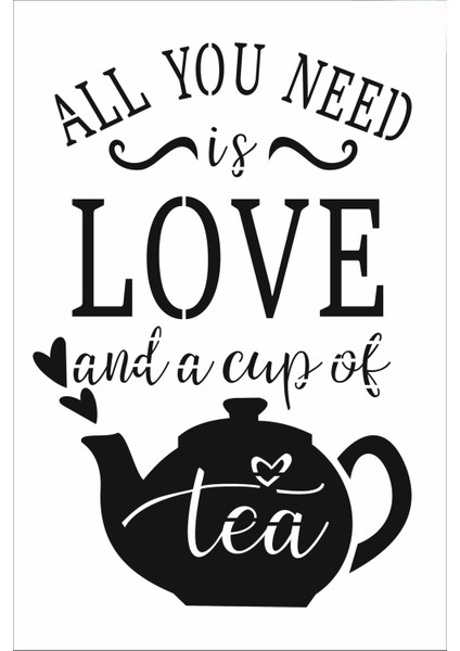 Stencil Sarayi Boyama Şablon Mutfak Obje ve Yazıları - 8633