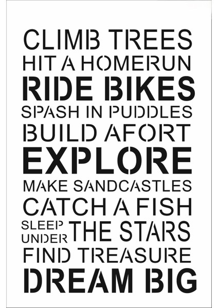 Stencil Sarayi Boyama Şablon Yazı ve Numaralar - 8007