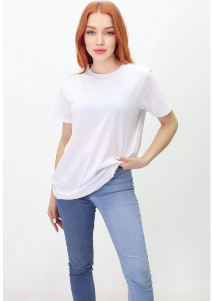 Oversize Baskısız T-Shirt -