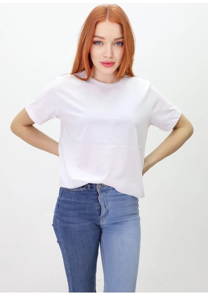 Oversize Baskısız T-Shirt -