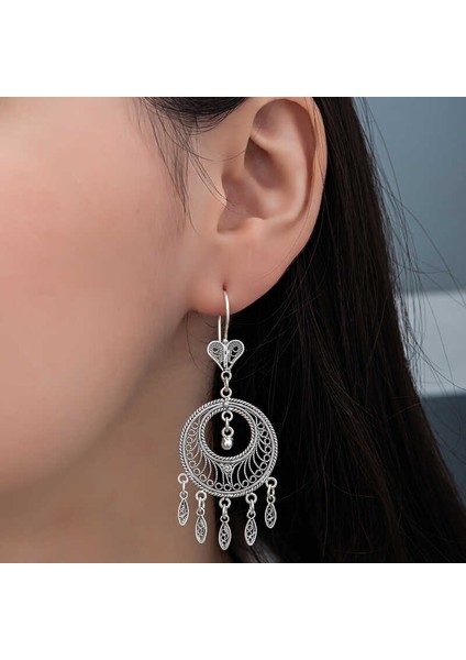 Gümüş Çember Telkari Sallantılı Kadın Küpe fiyatları
