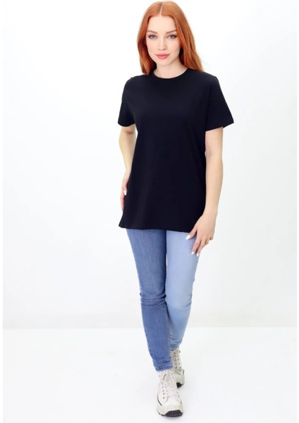 Oversize Baskısız T-Shirt -