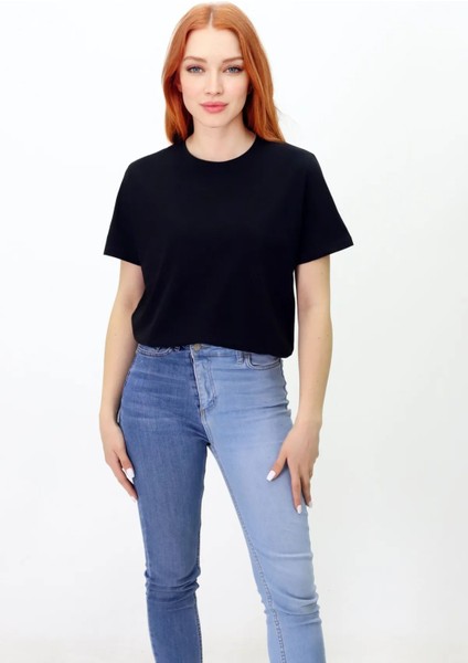 Oversize Baskısız T-Shirt -