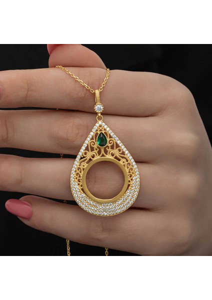 Gümüş Gold Kaplama Damla Çeyrek Takılabilen Kadın Kolye fiyatları