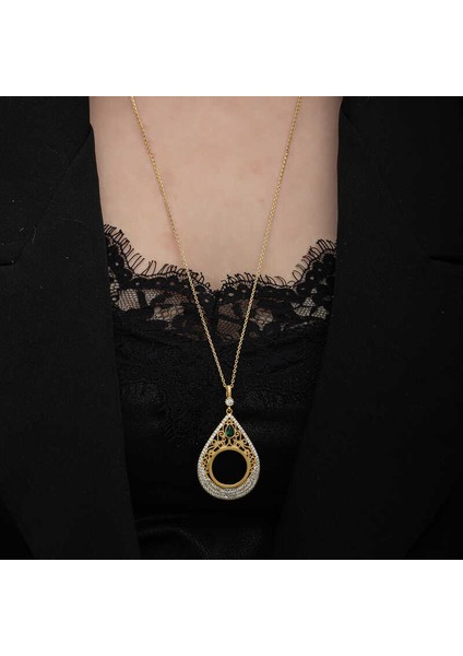 Gümüş Gold Kaplama Damla Çeyrek Takılabilen Kadın Kolye indirimleri