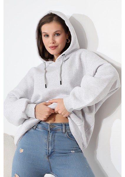 Şardonlu Kapüşonlu Oversize Sweatshirt 21615 Karmelanj fiyatları