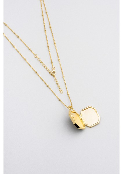 Malahit Kapsülü 18 Ayar Sarı Altın Kaplama 55 cm Gümüş Malahit Kolye