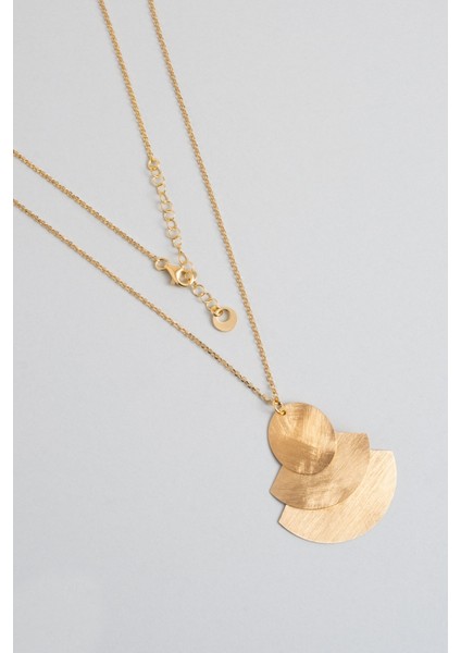 Petra Güneşi 18 Ayar Sarı Altın Kaplama 47 cm Gümüş Tasarım Kolye