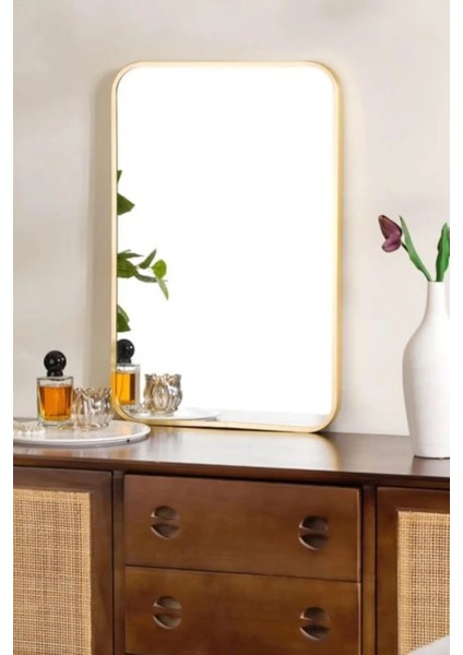 Metal Gold Oval Konsol Aynası 45X75