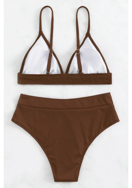 Ayarlanabilir Askılı Üçgen Tasarım Yüksek Bel Bikini Takımı modelleri