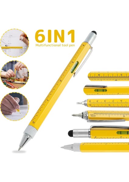 Su Terazili Cetvelli Tornavidalı Mühendis Kalemi 7 Fonksiyonlu Özel Kutusunda flyon-666