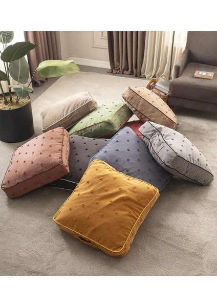 Home Çok Amaçlı Puantiyeli Keten Yer Bahçe Minderi Fermuarlı Iç Dolgulu Yıkanabilir 60X60 fırsatları