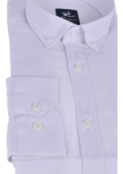 Twh-02 Klasik Uzun Kol Keten Gömlek /beyaz/m fırsatları