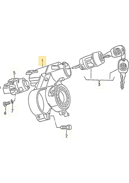 Vw Golf 3 1992-1998 Kontak Anahtar Gövdesi 357905851D