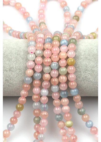 Akuamarin - Morganit - Heliodor Doğal Taş Dizi 6 mm Küre Kesim