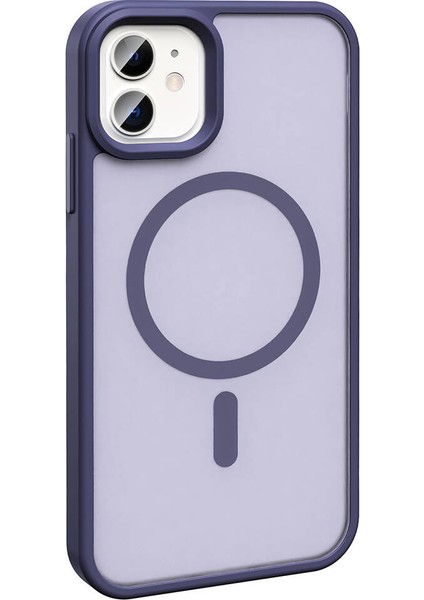 Apple iPhone 11 Kılıf Magsafeli Mat Arka Yüzey Sio Kapak Mor