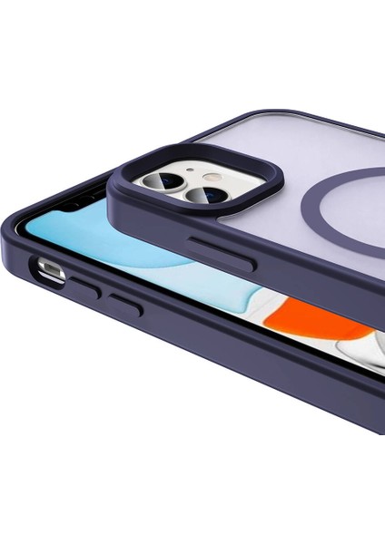 Apple iPhone 11 Kılıf Magsafeli Mat Arka Yüzey Sio Kapak Mor