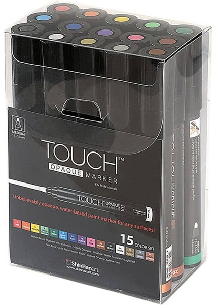 Touch Opaque Marker Akrilik Boyama Kalemi 15 Renk Medium Uç (1.5-2.3 Mm)