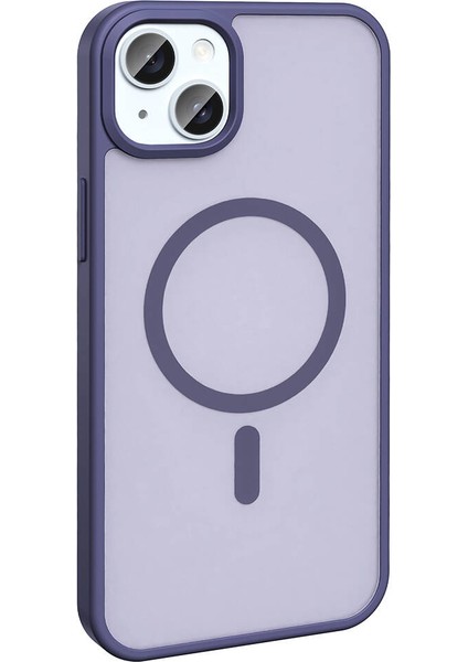 Apple iPhone 14 Kılıf Magsafeli Mat Arka Yüzey Sio Kapak Mor
