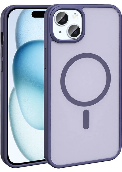 Apple iPhone 14 Kılıf Magsafeli Mat Arka Yüzey Sio Kapak Mor