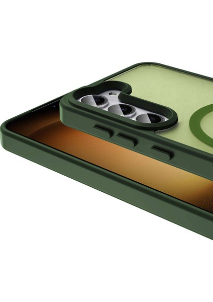 Samsung Galaxy S23 Kılıf Magsafeli Mat Arka Yüzey Sio Kapak Koyu Yeşil fiyatları