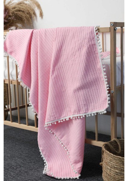%100 Pamuk Cherry Bebek Battaniyesi - Pembe