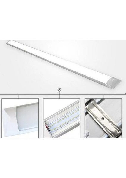 5 Adet 60 Cm, Ultra Kaliteli, Beyaz Işık 18 Watt LED Bant Armatür İşletme Ev, Ofis, Fabrika Armatürü