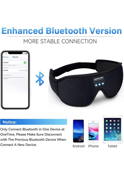Çok Fonksiyonlu Wireless Uyku Göz Maskesi Seyahat Müzik Için Ayarlanabilir Hoparlörlü Bluetooth indirimleri