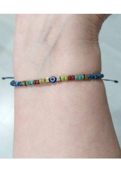 Minik Nazar Boncuklu Hematit Doğaltaşlı Desenli Miyuki Round Boncuklu Bileklik fiyatları