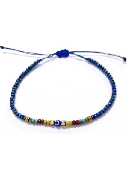 Minik Nazar Boncuklu Hematit Doğaltaşlı Desenli Miyuki Round Boncuklu Bileklik modelleri