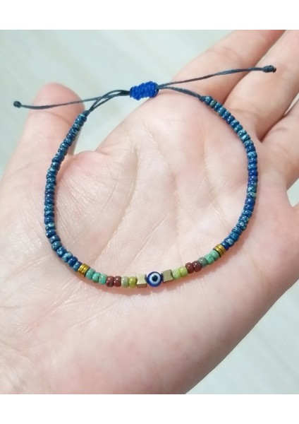 Minik Nazar Boncuklu Hematit Doğaltaşlı Desenli Miyuki Round Boncuklu Bileklik fırsatları